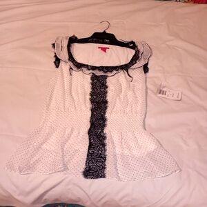 Sunny Leigh White/Black  Blouse/Top with lace trim